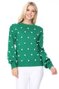 Pom Pom Crochet Polka Dot Round Neck Sweater Top