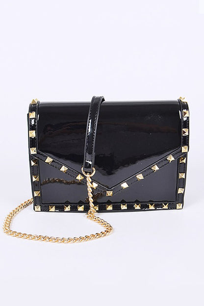 Patent Leather Studded Crossbody Bag