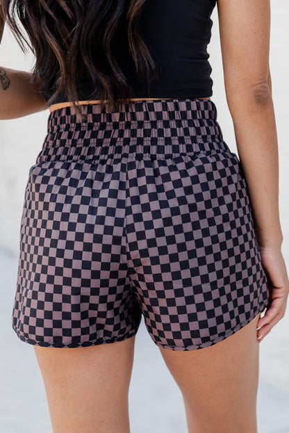 Multicolor Geometric Elastic High Waisted Shorts for Women