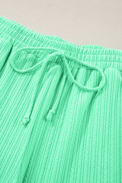 Mint Green Textured Batwing Sleeve Tee & Wide Leg Pants Plus Size Set