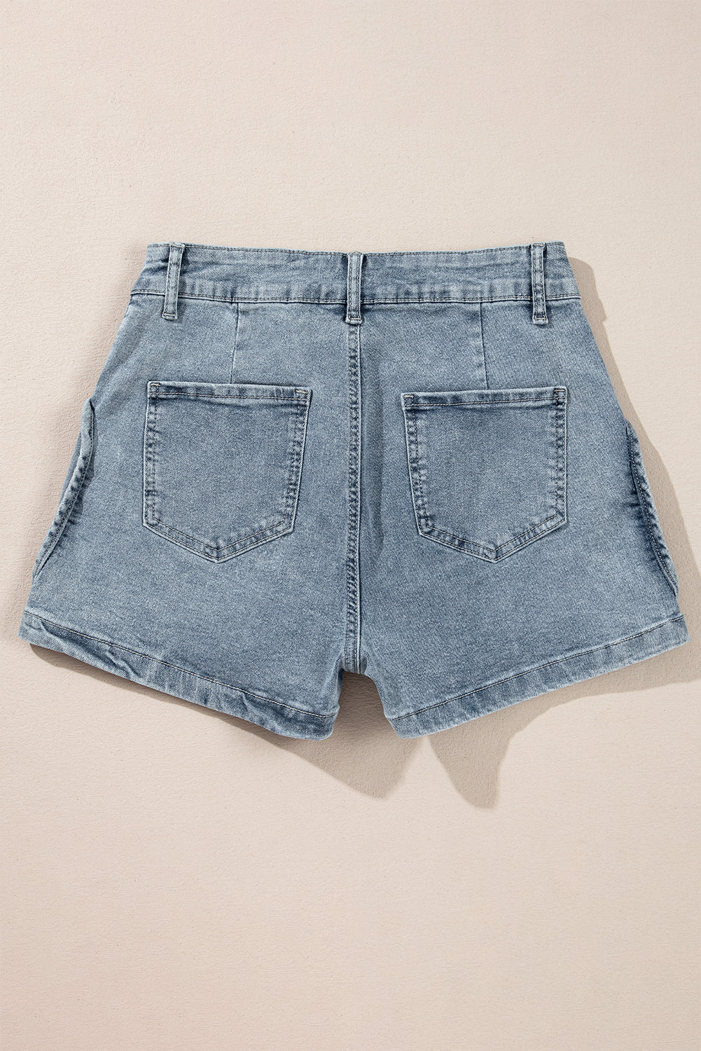 Dusk Blue Studded Acid Wash Denim Shorts