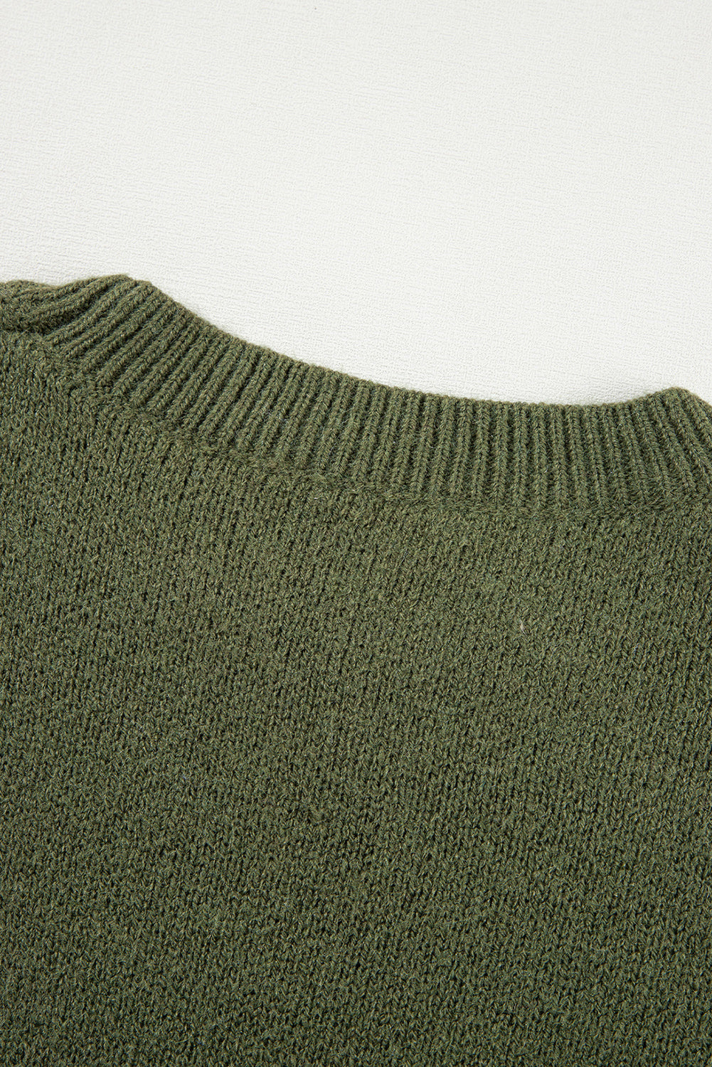 Moss Green Flower Drop Shoulder Sleeve Sweater