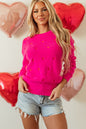 Heart Round Neck Long Sleeve Sweater