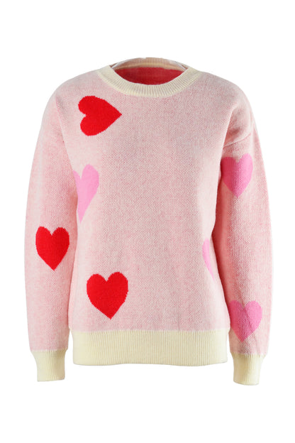 Angel Wings Heart Round Neck Droppped Shoulder Sweater