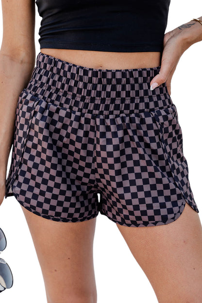 Multicolor Geometric Elastic High Waisted Shorts for Women