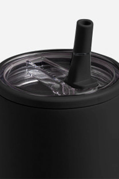 Black Frosted Stainless Handle Large Vacuum Cup with Straw 1200ml