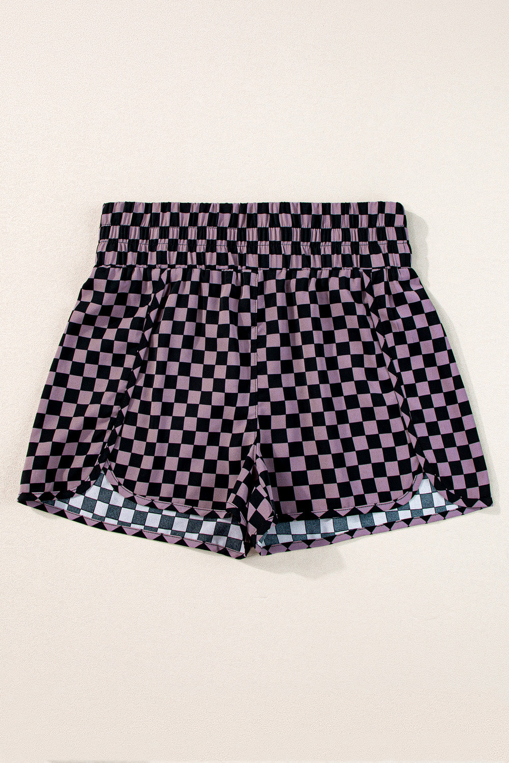 Multicolor Geometric Elastic High Waisted Shorts for Women