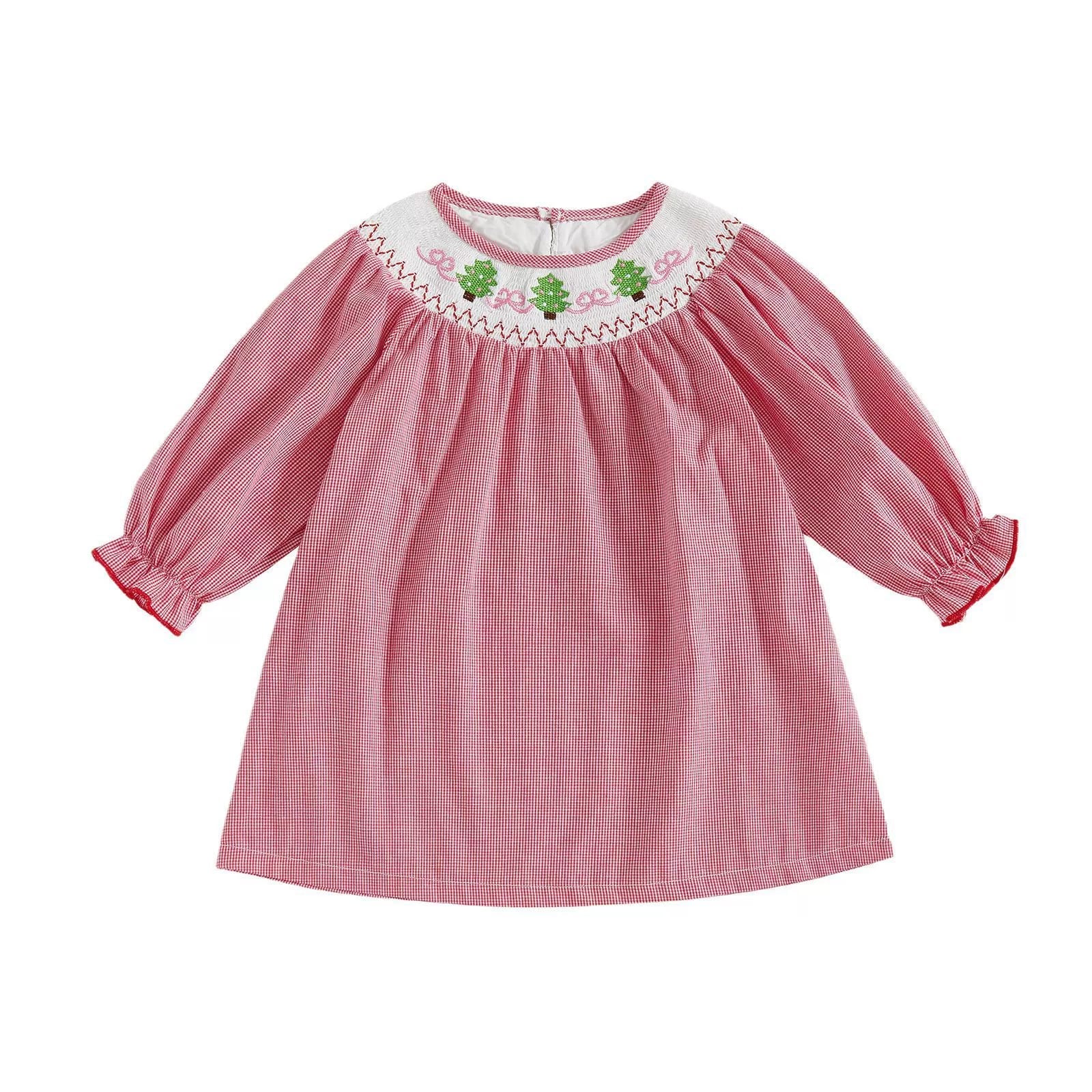 Christmas Tree Bows Smocked Dress