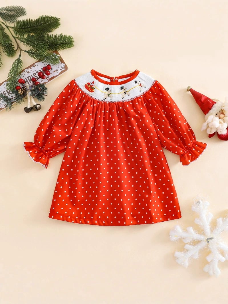 Santa’s Sleigh Smocked Dress