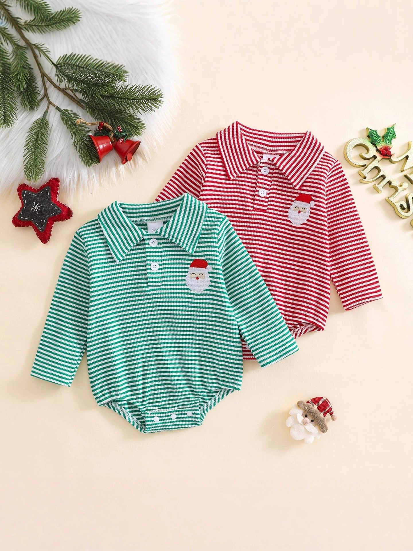 Santa Boy Stripe LS Bubble