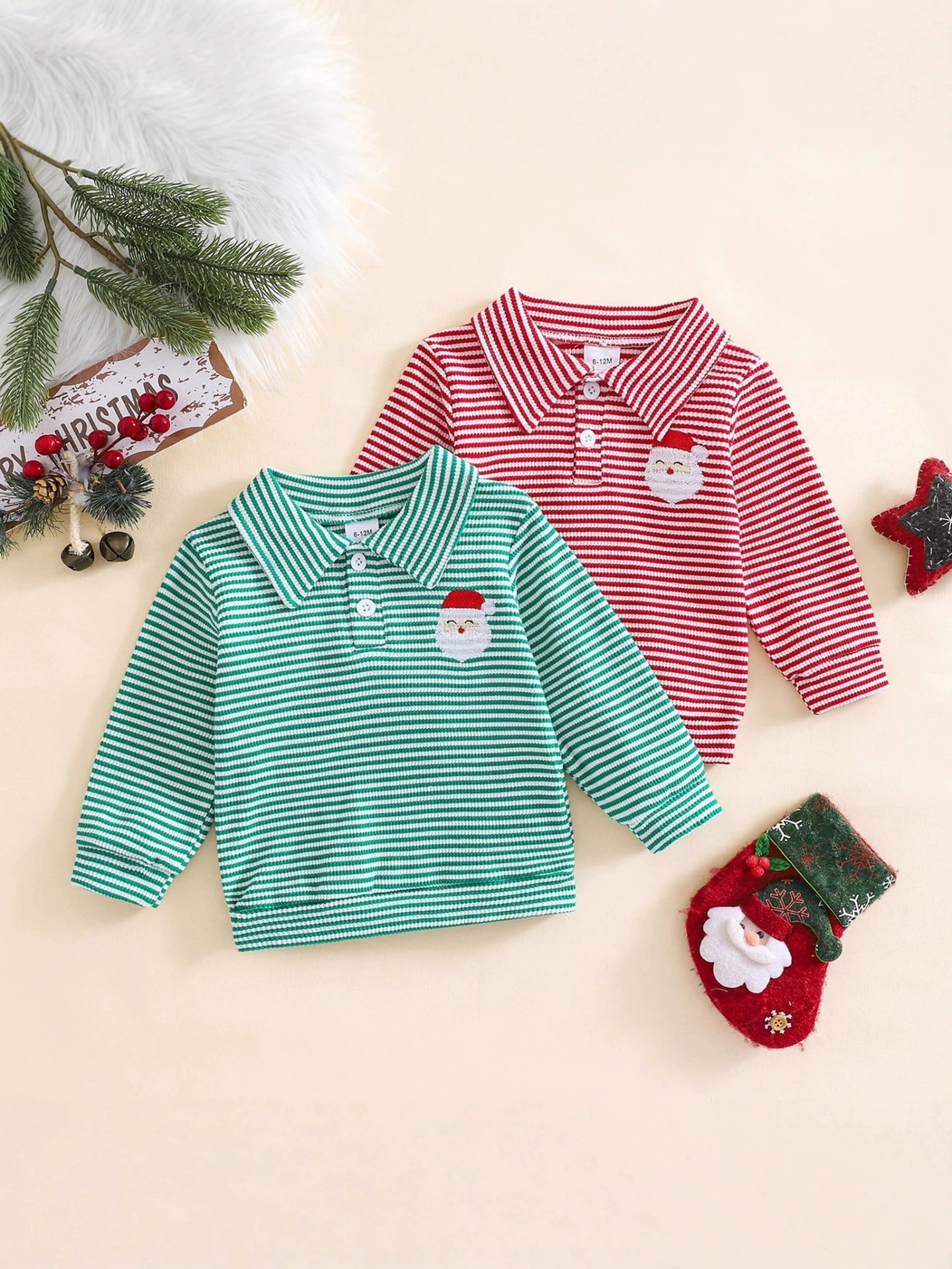Santa Boy Stripe LS Shirt