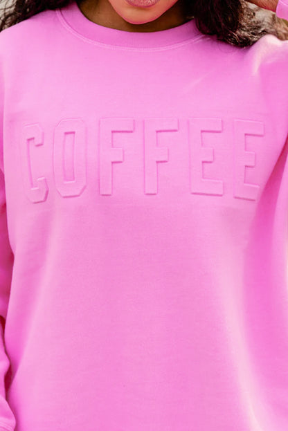 Dark Pink Casual Mama Letter Drop Shoulder Sweatshirt