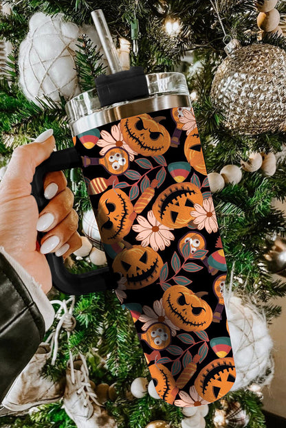 Multicolour 304 Halloween Pumpkin Print Stainless Vacuum Tumbler