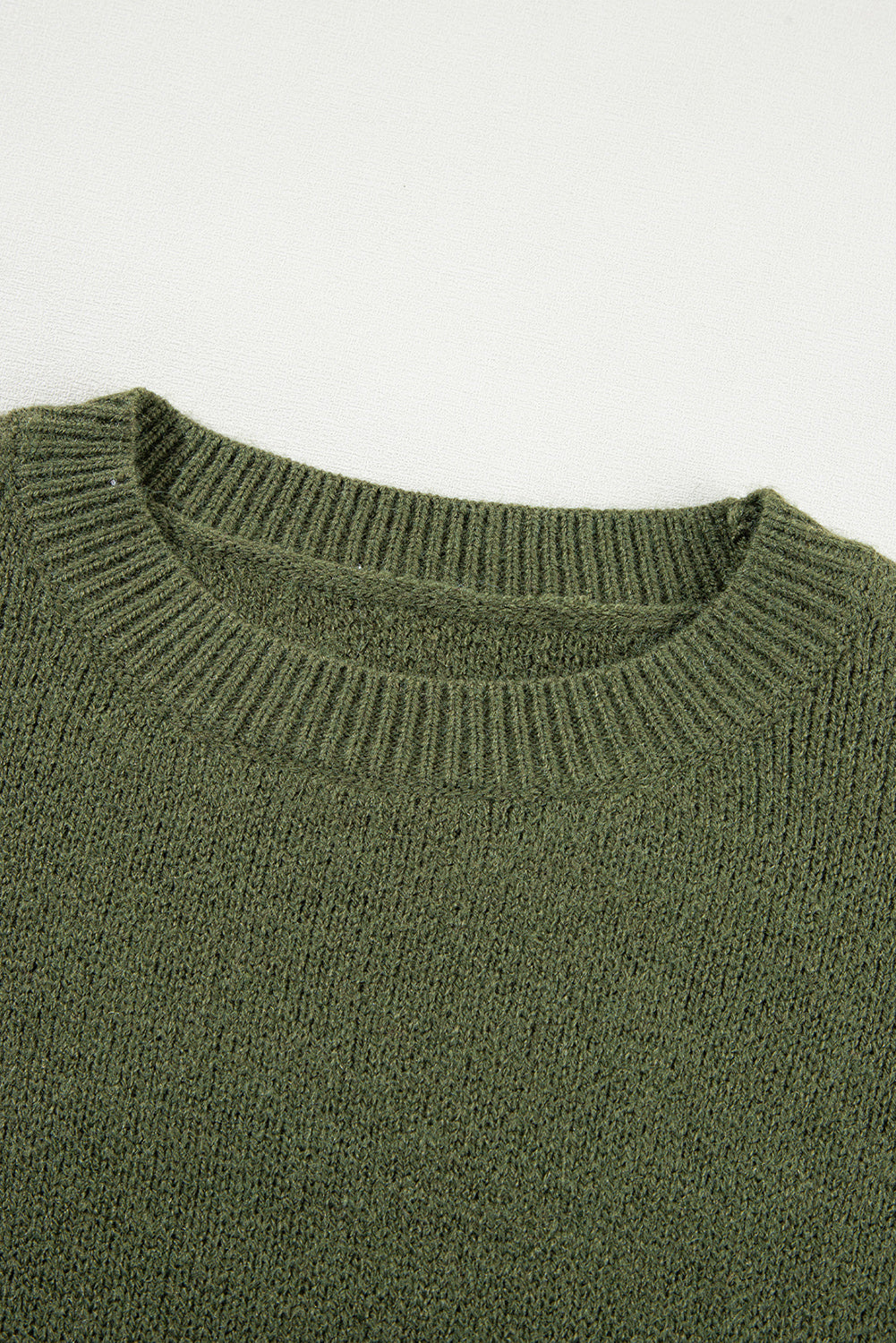 Moss Green Flower Drop Shoulder Sleeve Sweater