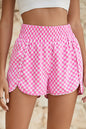 Multicolor Geometric Elastic High Waisted Shorts for Women