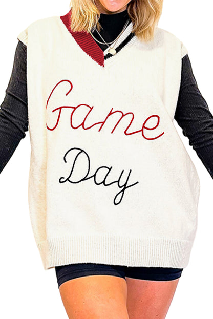 White Vintage Game Day Knit Vest