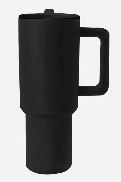 Black Frosted Stainless Handle Large Vacuum Cup with Straw 1200ml