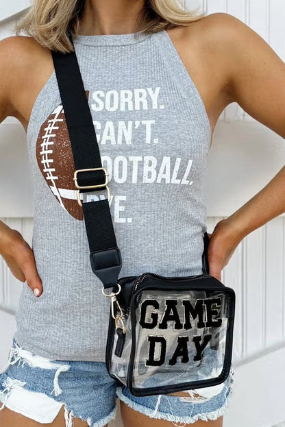 White Chenille GAME DAY Pattern Clear Shoulder Bag