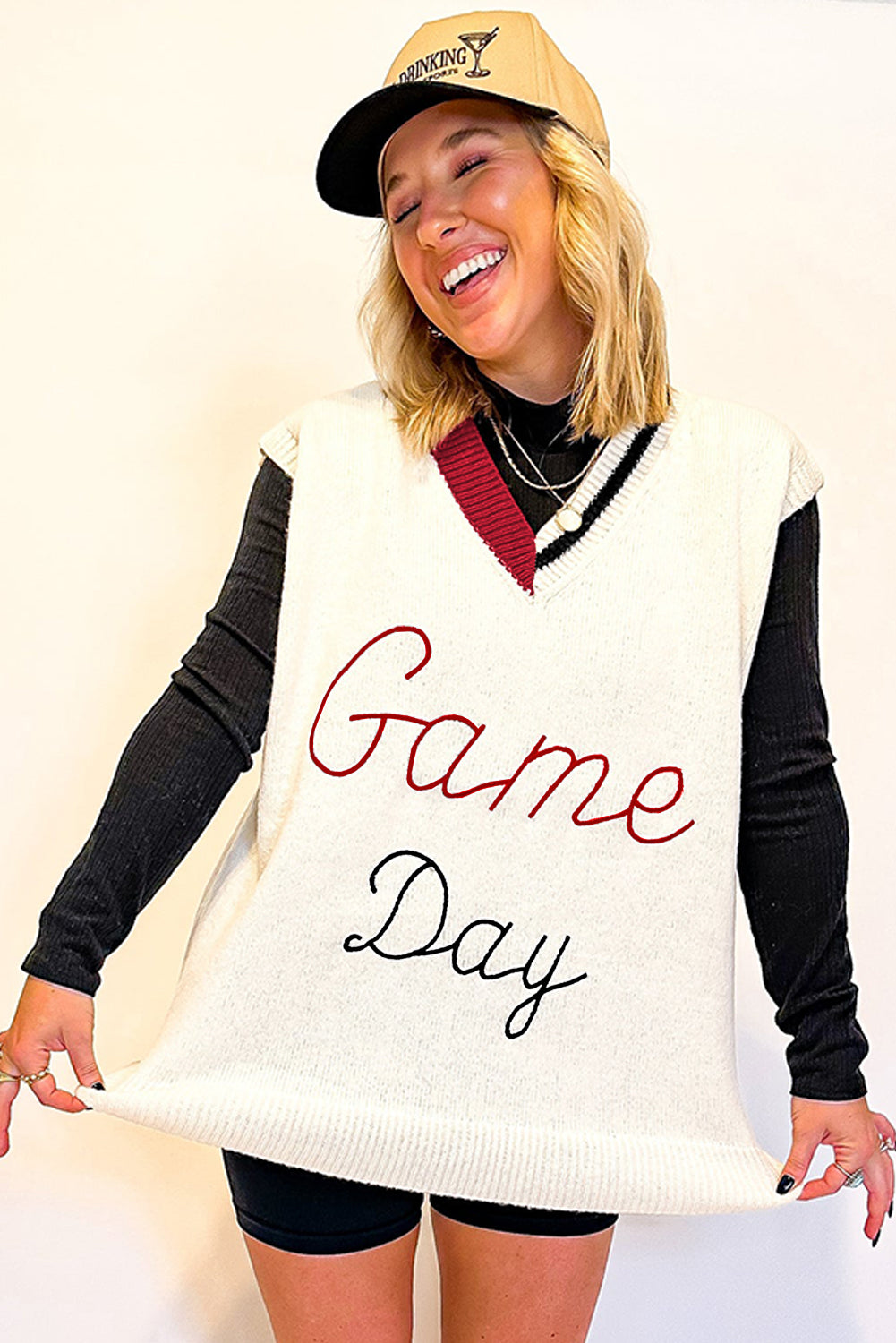 White Vintage Game Day Knit Vest