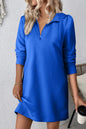 Double Take Textured Quarter Zip Long Sleeve Dress