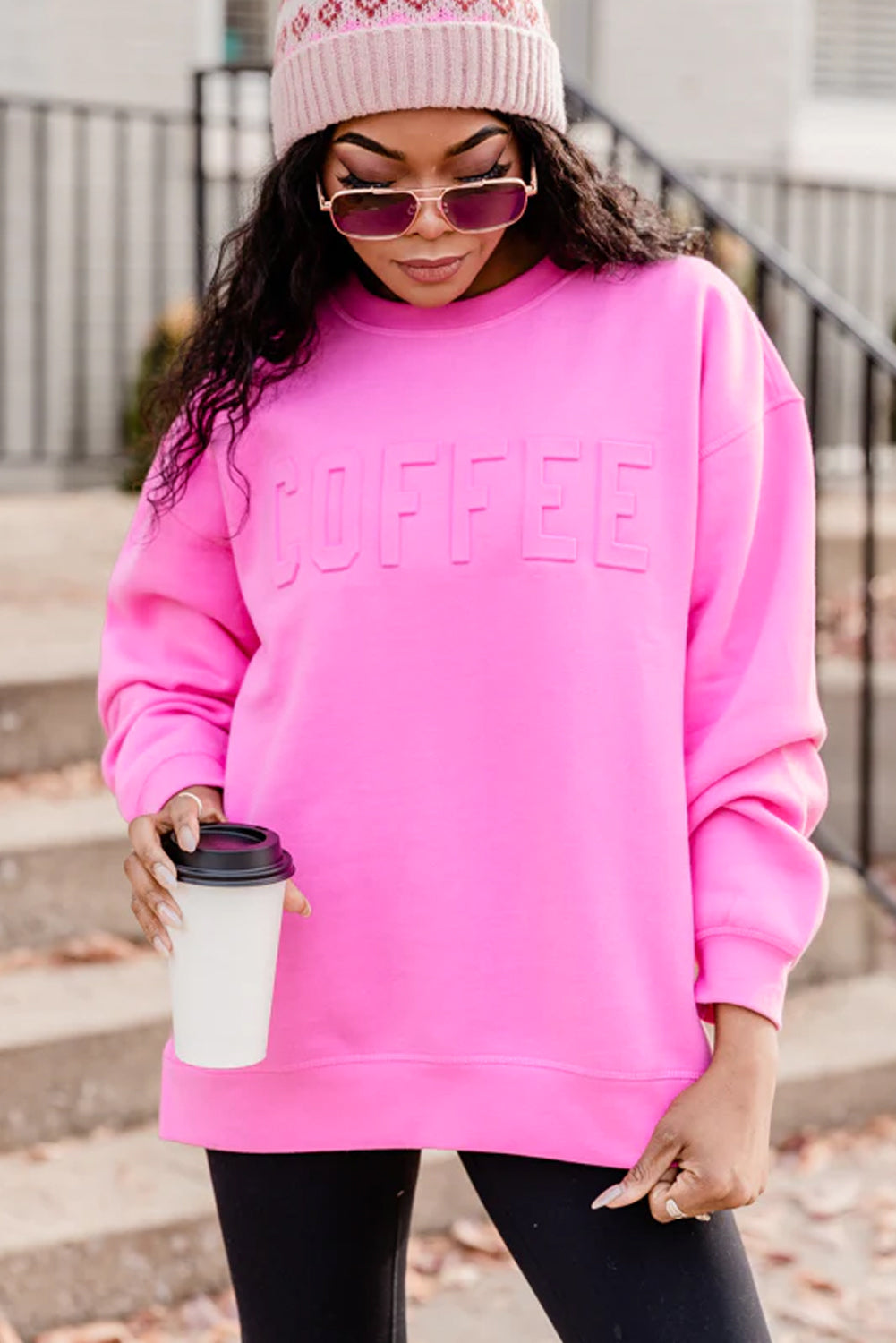 Dark Pink Casual Mama Letter Drop Shoulder Sweatshirt