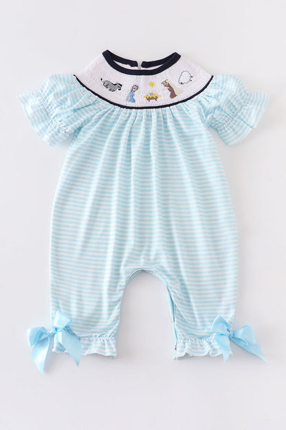 Nativity Girl Smocked Romper