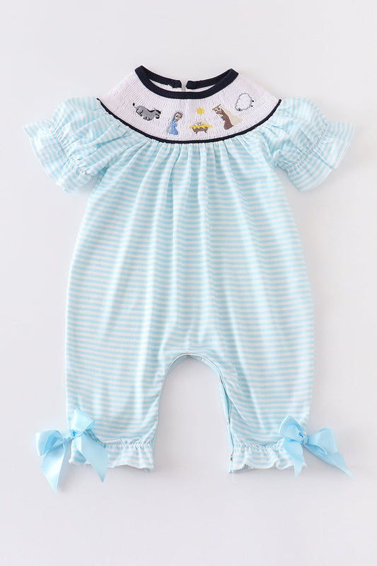 Nativity Girl Smocked Romper