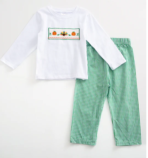 Green Turkey Pumpkin Boy Set