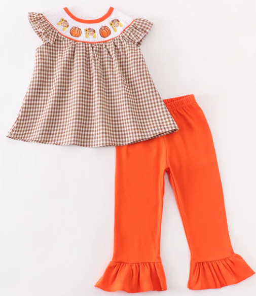 Fall Scarecrow Pumpkins Girls Set
