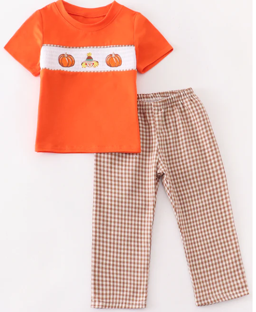 Fall Scarecrow Pumpkins Boys Set