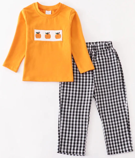 Orange & Black Pumpkin Trio Boy Set